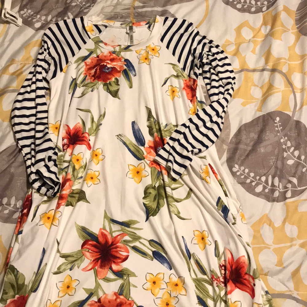Double-pattern comfy swing dress